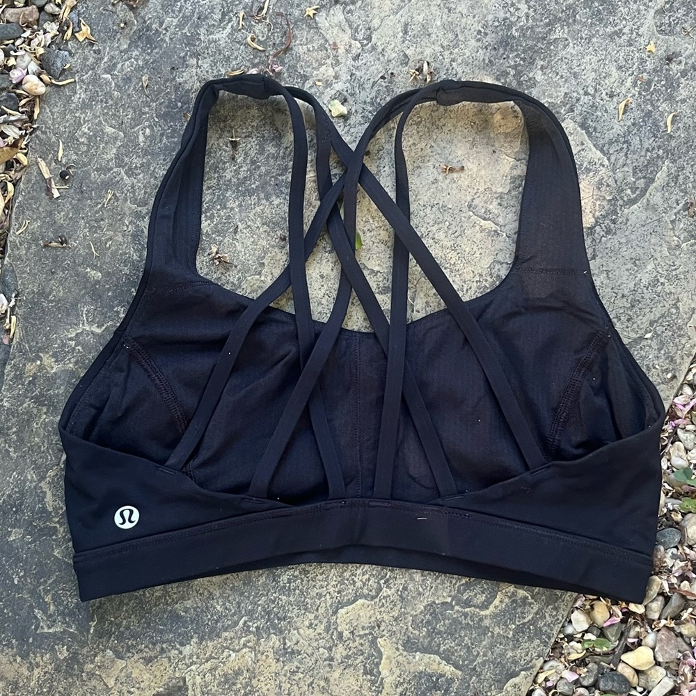 lululemon athletica FREE TO BE SERENE Midnight Black Strappy Sports Bra
